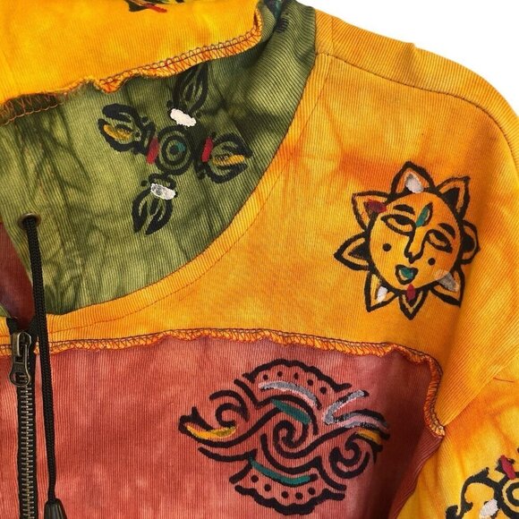 Rising International Women 3XL Plus Floral Patchwork Hoodie Yellow Boho Hippie - Picture 10 of 12